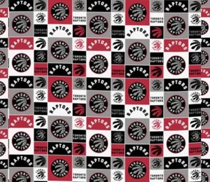 NBA TORONTO RAPTORS - LOGO BLOCKS 100% Cotton Fabric 1/4 yd - Picture 1 of 1
