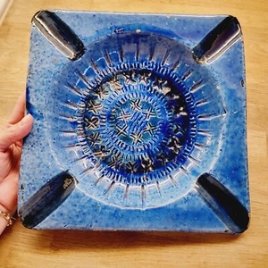 Read Aldo Londi Bitossi Raymor Style Ceramic Blue Cigar Ashtray Italy Pottery - Picture 1 of 5