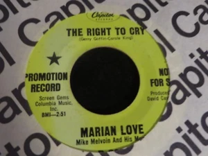 NORTHERN SOUL MARIAN LOVE THE RIGHT TO CRY/NO ADVICE 1967 CAPITOL PROMO - Picture 1 of 2