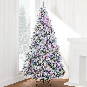 Best Choice Products Pre-Lit Artificial Christmas Tree 4.5ft Snow Flocked Pin... - Picture 1 of 8