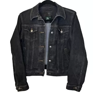 Ralph Lauren Womens Dark Denim Jean Jacket S Black Full Button Up - Picture 1 of 9