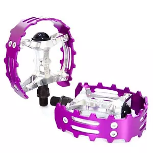Old school 9/16" BMX XC-II Wellgo bear trap pedal - 3 PIECE CRANKS - Purple - Picture 1 of 3