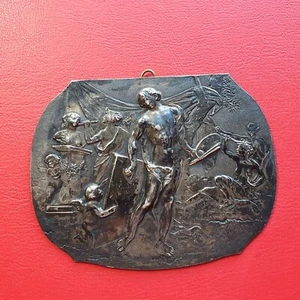 Alte historische Relief - Platte aus Silber (geprüft) Motiv Bildende Künste - Bild 1 von 9