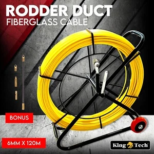 120M×6MM Fish Tape Puller Fiberglass Wire Cable Running Duct Rodder with Wheels - Picture 1 of 10