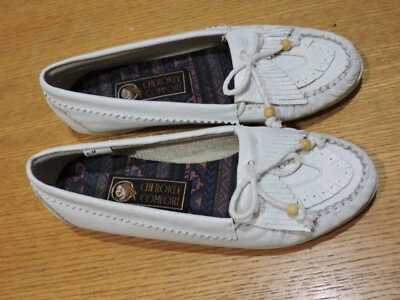 Zapatos Mocasines CHEROKEE COMFORT Cuero Blanco Flecos MUJER 6.5M Suelas Duras Foto 1 de 3