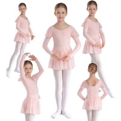 Niños Niñas Vestidos Espectáculo Ropa de Baile Escenario Leotardo Disfraz Uniforme Rendimiento Foto 1 de 4
