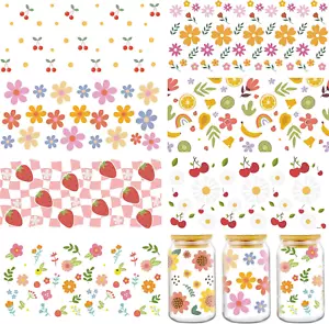 UV DTF Cup Wraps - 8 Sheets Flower Fresh Simple Floral Sunflower Daisy Strawberr - Picture 1 of 6