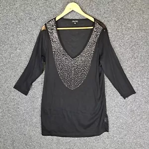 City Chic Womens Dress Plus Size L Large Black Sheer Beaded - Picture 1 of 10