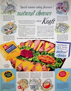 1951 Kraft Sharp Cheddar Swiss Blue & Gouda Cheese Vintage 1950s Print Ad - Picture 1 of 1