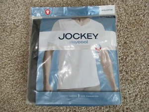 BNIP Jockey 2pk Deep V-neck cotton stay cool Mens basic Tees, Size M(38-40), Blk - Picture 1 of 5