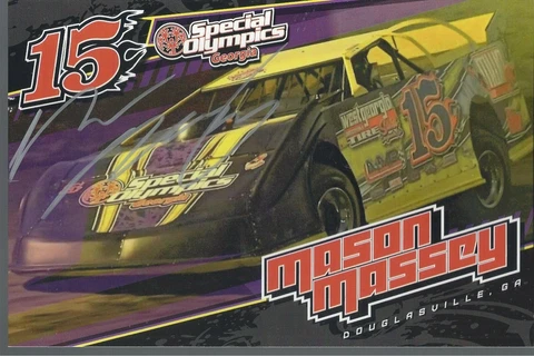SIGNED MASON MASSEY "SPECIAL OLYMPICS GEORGIA" #15 NON NASCAR DIRT LM POSTCARD Cover