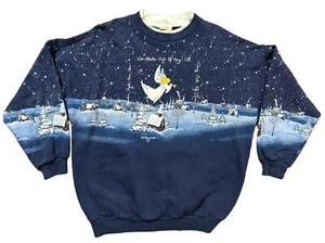 Raro Vintage anni '80 '90 BRUTTO NATALE Angeli Custodi Natale Vacanze Vintage Albero Neve - Foto 1 di 10