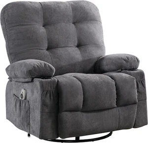 Recliner Chair with Reclining Function Massage Chair Oversize TV Chair Heating Grey - Picture 1 of 9