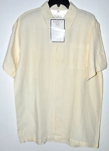 Coogi Button Front Shirt Short Sleeve Ivory Chest Pocket Sz Large NWT - Picture 1 of 3