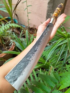 Coltello E-Nep da taglio tailandese fatto a mano 11,7"" lama forgiata, manico in bambù - Foto 1 di 13