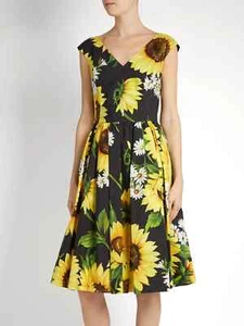 AUTHENTISCHES SS2017 Dolce&Gabbana Baumwollkleid Sonnenblumen Blumenprint IT 42 - Bild 1 von 10