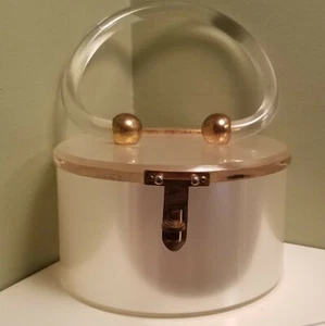 Vintage Handbag Clear Acrylic Round Box Purse 1940s - Picture 1 of 7