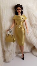 Outfit Dress Bag Fits Barbie Silkstone Vintage FR Doll Handmade Yellow Silk