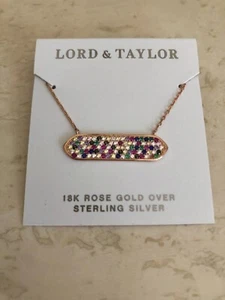 18k Rose Gold Over Silver Bar Necklace From Lord & Taylor NEW!! - Picture 1 of 7