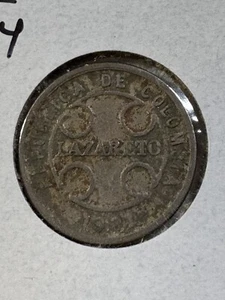 1921-RH Colombia 2 Centavos Leper Colony Coin Low Mintage - Picture 1 of 4