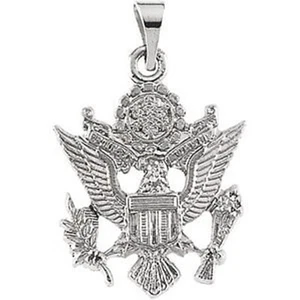 MRT One Nation 14K White Gold US Army Pendant Medal Mens Womens Jewelry 3/4" - Picture 1 of 1