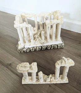 Set Of Two Large Greek Parthenon Roman Ruins Columns Aquarium Fish Tank Decor - Picture 1 of 16