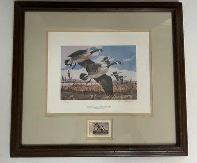 VTG 1982 Tennessee Hunting Permit Stamp and Signed Print, Framed - Image 1 of 4