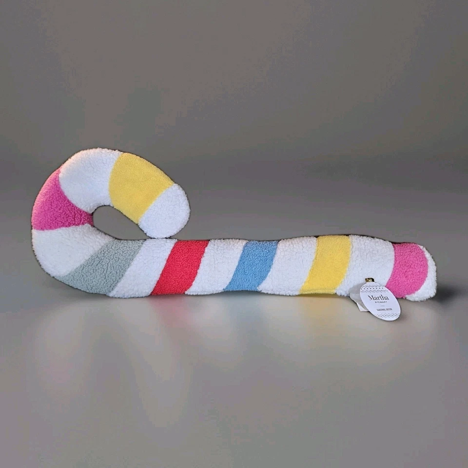 Nuevo Bastón de Caramelo Martha Stewart Arco Iris Sherpa Caramelo Pastel Navidad Almohada Foto 1 de 4