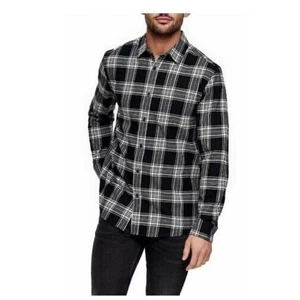Camisa Topman Para Hombre Calce Ajustado a Cuadros Abotonada Blanca y Negra Pequeña Precio de venta sugerido por el fabricante $45 - Imagen 1 de 4
