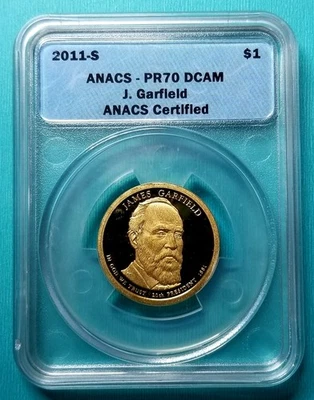 Dólar James A. Garfield ANACS PR70 DCAM 2011-S; The Presidential Series 5542nv Foto 1 de 4