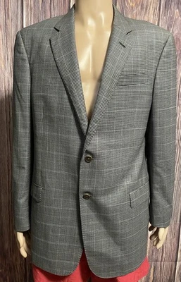 Blazer Armani 100% Lana Virgen Cuadros Italia 2 Botones Clásico 44L Foto 1 de 4