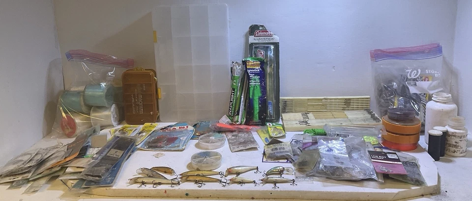 VTG HUGE Branded Fish Tackle Lot Lures Rampala NOS Hooks, Weights Leaders Flies - Image 1 of 4