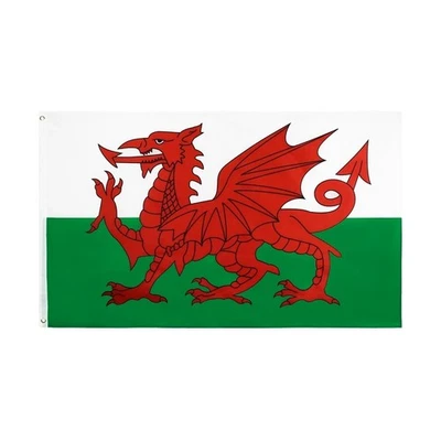 WALES WELSH LARGE DRAGON FLAG 5X3FT EYELETS FOR HANGING GOOD QUALITY Cymru Welsh - Image 1 of 4