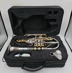 AUROSUS ACR-8358S versilbertes Double Trigger Kornett mit Etui - Bild 1 von 13