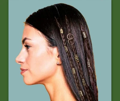 17 Hair cuffs rings clip in  Braid Dreadlock Beads Adjustable jewelry DIY Dreads - Image 1 of 4