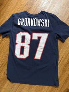 Nike Mens Large Blue New England Patriots Rob Gronkowski 87 NFL T-Shirt - Picture 1 of 4