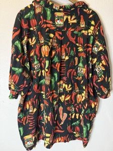 Big Dog’s Men’s 4XL Button Up Shirt Blue Logo Hot Sauce All Over Print Y2K VTG - Picture 1 of 6