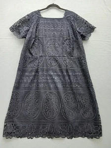RSVP by Talbots Women A-line Knee Length 18W Gray Solid Short Sleeve Lace Dress - Picture 1 of 10