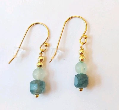 Orecchini in argento 925 oro pietre tormalina avventurina ematite  regalo Natale - Immagine 1 di 4