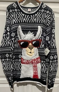 Maglione pullover uomo nuovo con etichette Holiday Time Bold Ski Lama brutto Natale XL 45-47 - Foto 1 di 10