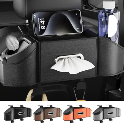 Bolsa de almacenamiento detrás del asiento Bolsa de almacenamiento de cuero PU impermeable organizador de automóvil maravilloso Foto 1 de 4