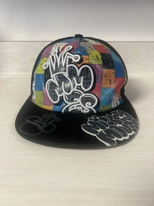Vintage Disney Parks Mickey Mouse Graffiti Fitted Hat Adult Multicolor - Picture 1 of 8