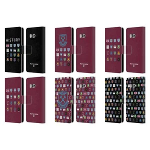 OFFICIAL WEST HAM UNITED FC CREST HISTORY LEATHER BOOK CASE FOR HTC PHONES 1 - Picture 1 of 7