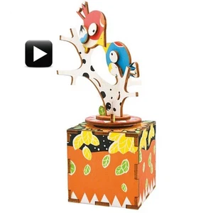 3D Wooden Puzzle Bird & Tree Crank Music Box Robotic Robotime Jigsaw DIY Wood - Picture 1 of 21