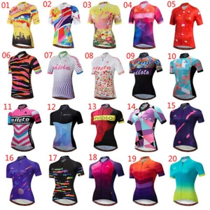 Miloto Women's Reflective Cycling Jersey Short Sleeve Biking Shirt Cycle Top - Picture 1 of 45