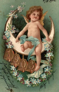ANNO DATA 1903 - YEAR DATE 1903 - Angelo, Angel - Rilievo, Gaufré, Embossed - VG - Imagen 1 de 2