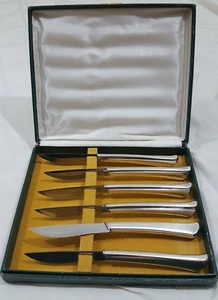 6 Vintage 1847 ROGERS BROS Silver Plated Knives Miracle Edge W Box - Picture 1 of 6