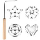 5PCS Cake Snack Mold with Wooden Handles,Rosette Maker Cookie Bunuelos Tool E4R9