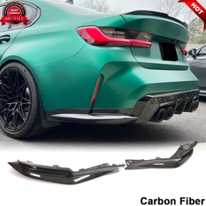 For BMW G80 M3 2021-2022 DRY CARBON FIBER Rear Bumper Splitters Side Canard Fins - Picture 1 of 12