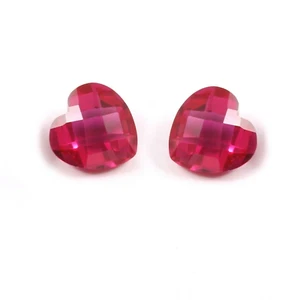 AAA 6x6 MM Natural Red Mozambique Ruby Heart Broilets Loose Gemstone Cut Pair - Picture 1 of 5